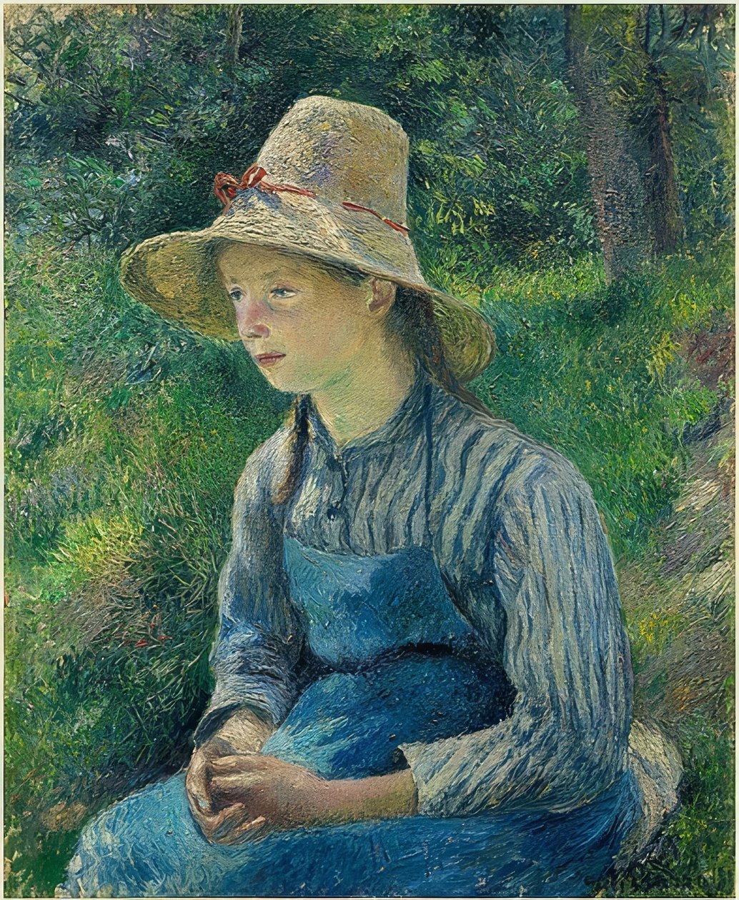 Szalmakalapos parasztlány. 1881 alkotó: Camille Jacob Pissarro