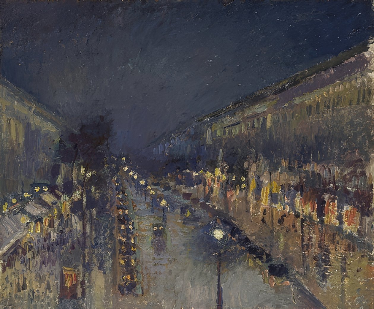 A boulevard Montmartre éjjel. 1897 alkotó: Camille Jacob Pissarro