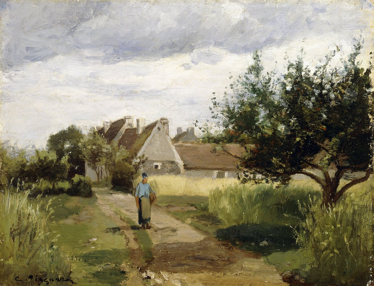 Egy falu bejárata, 1863 körül alkotó: Camille Jacob Pissarro