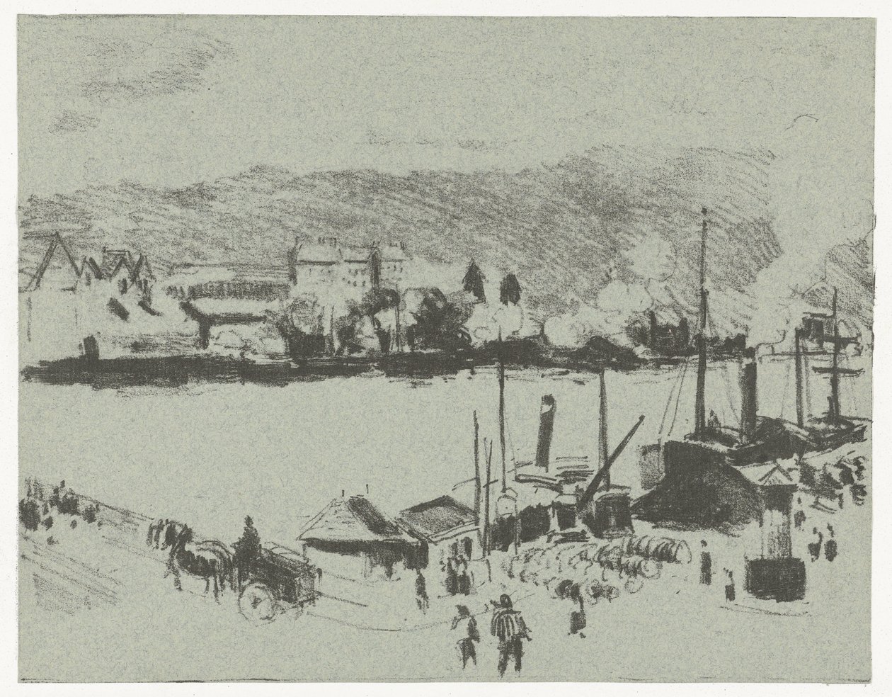 Kilátás a Szajna rakpartjára Rouenben Quai Boieldieu, à Rouen alkotó: Camille Jacob Pissarro