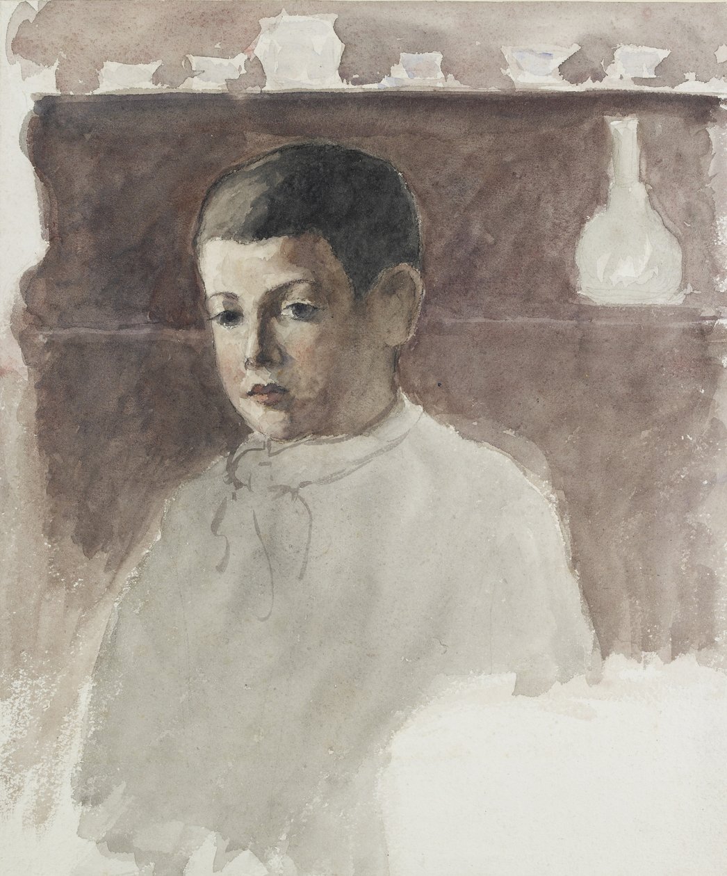 Lucien Pissarro (1863-1944) félalakos portréja, c. 1875 (akvarell szénnel) alkotó: Camille Jacob Pissarro