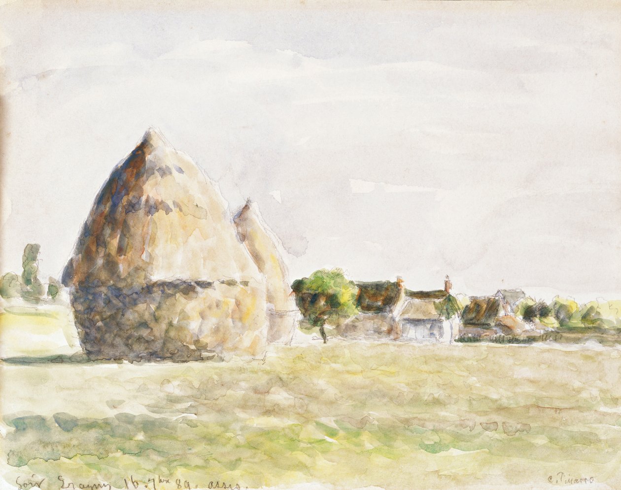 Szénakazal, Eragny Evening; A szénakazal, Evening Eragny, 1889 alkotó: Camille Jacob Pissarro