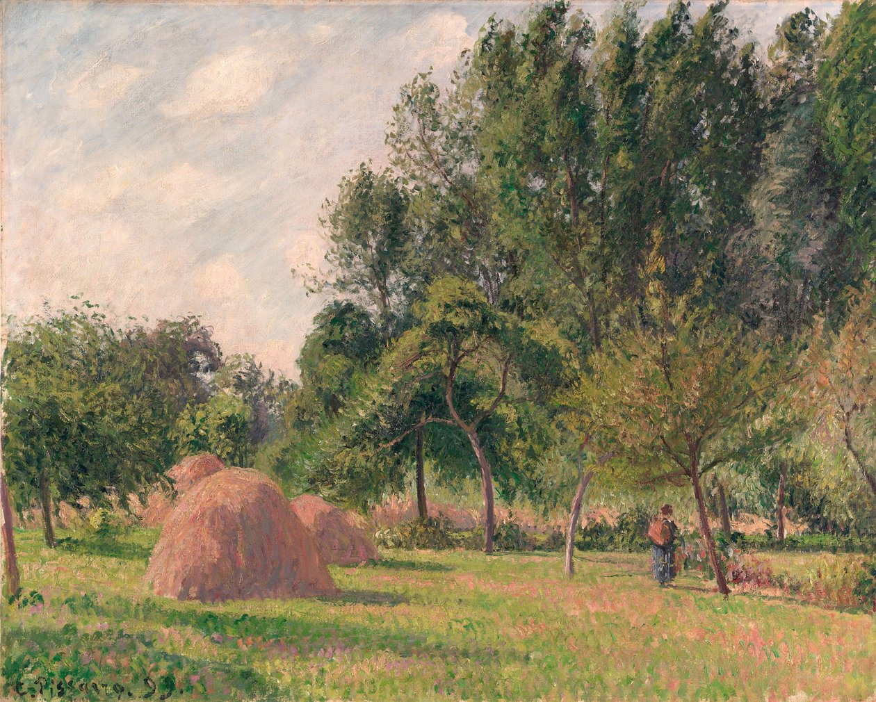 Szénakazalok, Reggel, Éragny, 1899 alkotó: Camille Jacob Pissarro
