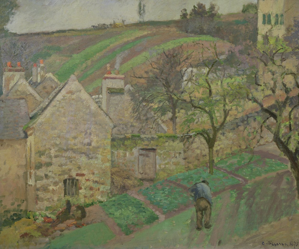 Az Ermitázs domboldala, Pontoise, 1873 alkotó: Camille Jacob Pissarro