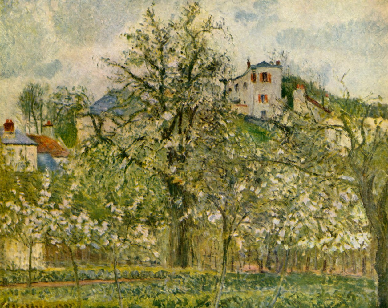 Konyha-kert virágzó gyümölcsfákkal, 1877, 1939. alkotó: Camille Jacob Pissarro