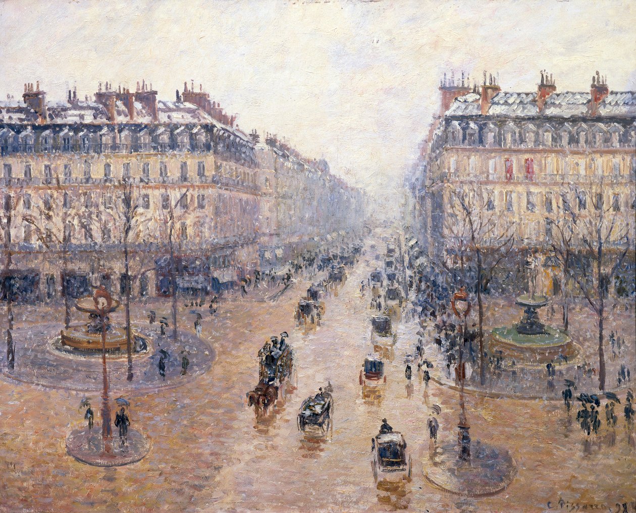 Opera Avenue. Hó. Reggel, 1898 alkotó: Camille Jacob Pissarro