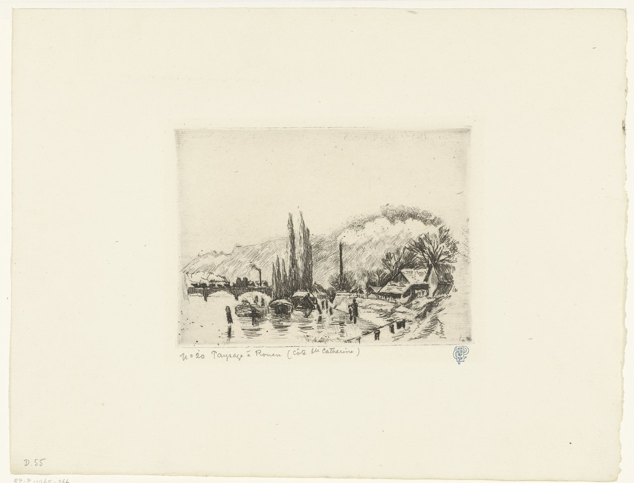 Táj Rouen közelében Paysage à Rouen (côte ste Catherine) (cím a tárgyon) alkotó: Camille Jacob Pissarro