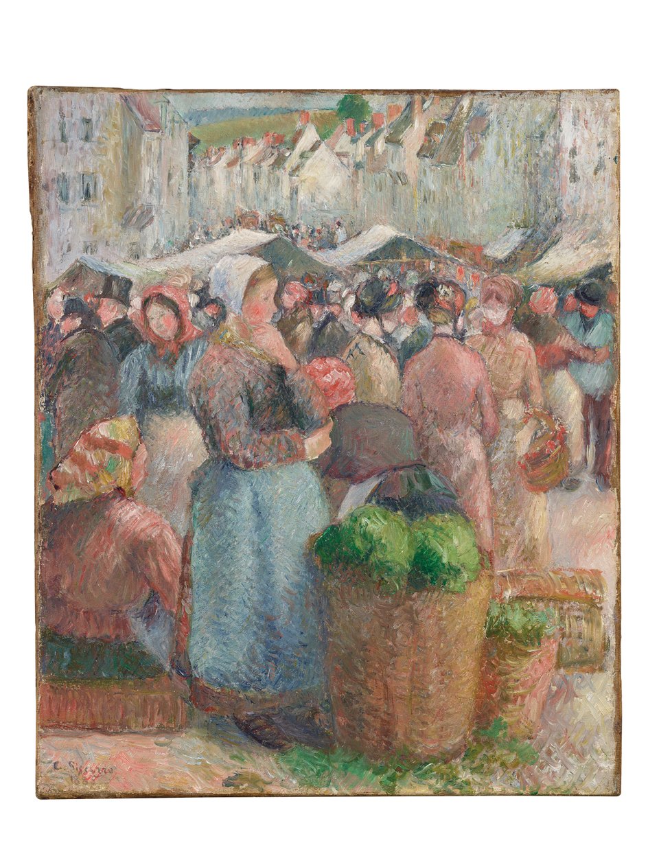 A Gisors piac, Grande-Rue, 1885 alkotó: Camille Jacob Pissarro