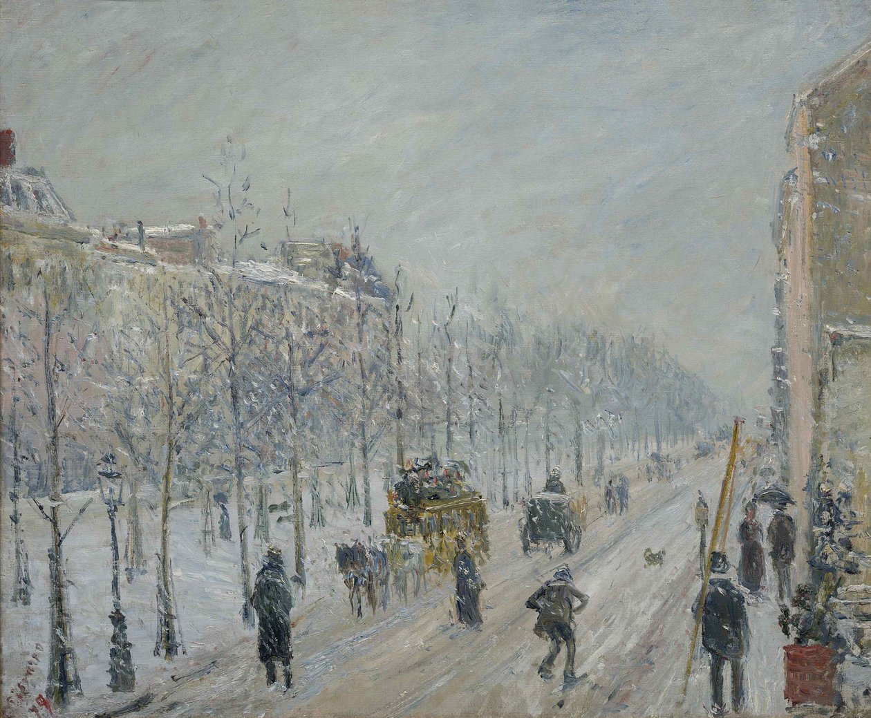 A körutak, külsőségek, hóhatás, 1879. alkotó: Camille Jacob Pissarro