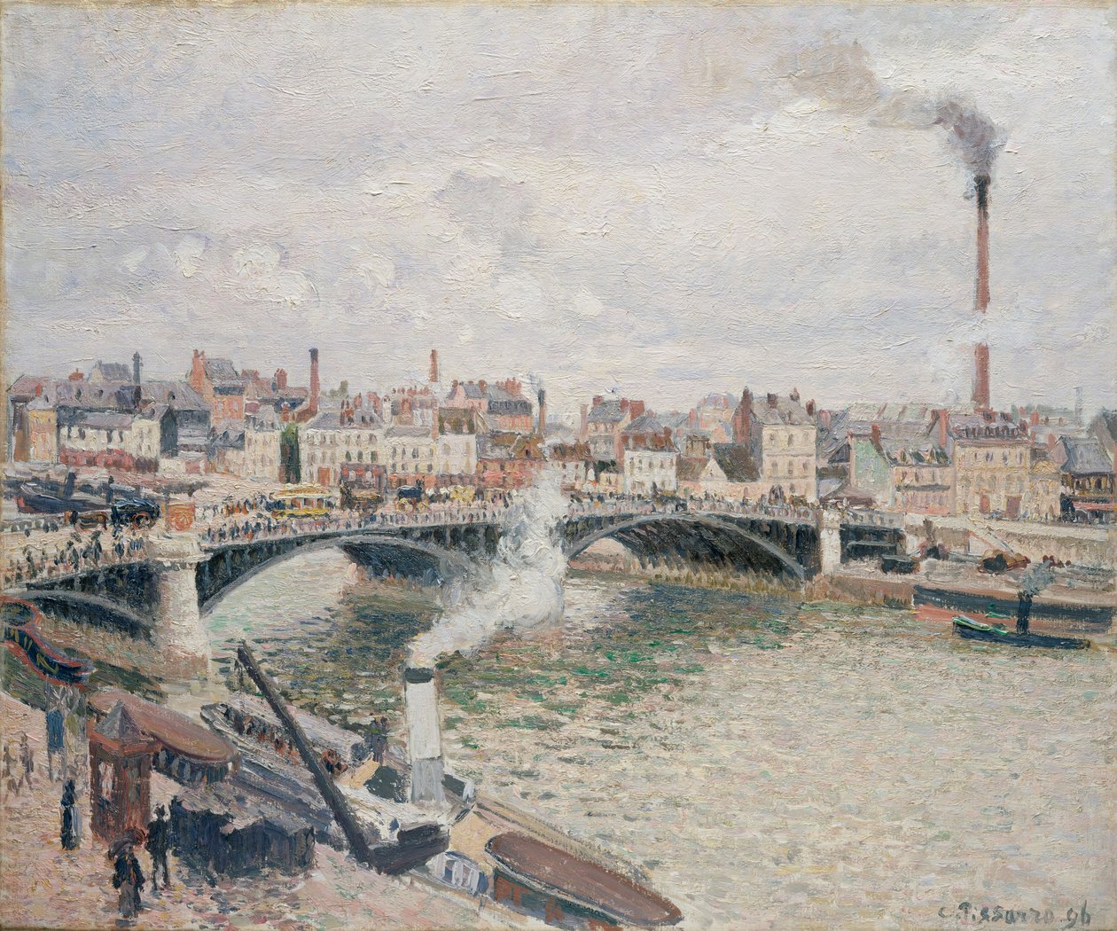 Reggel, egy borús nap, Rouen, 1896 alkotó: Camille Jacob Pissarro
