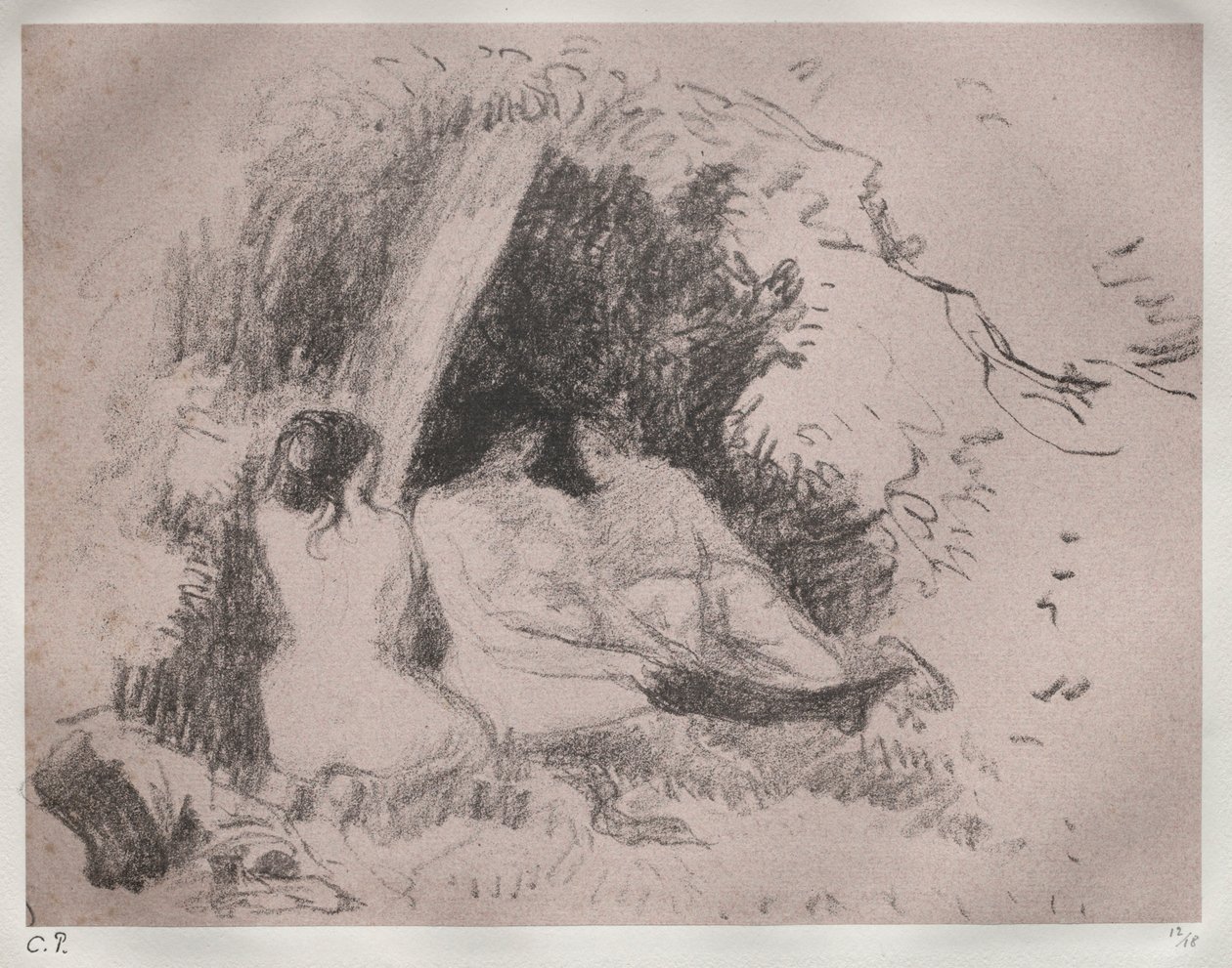 Meztelen nők, c. 1896. alkotó: Camille Jacob Pissarro