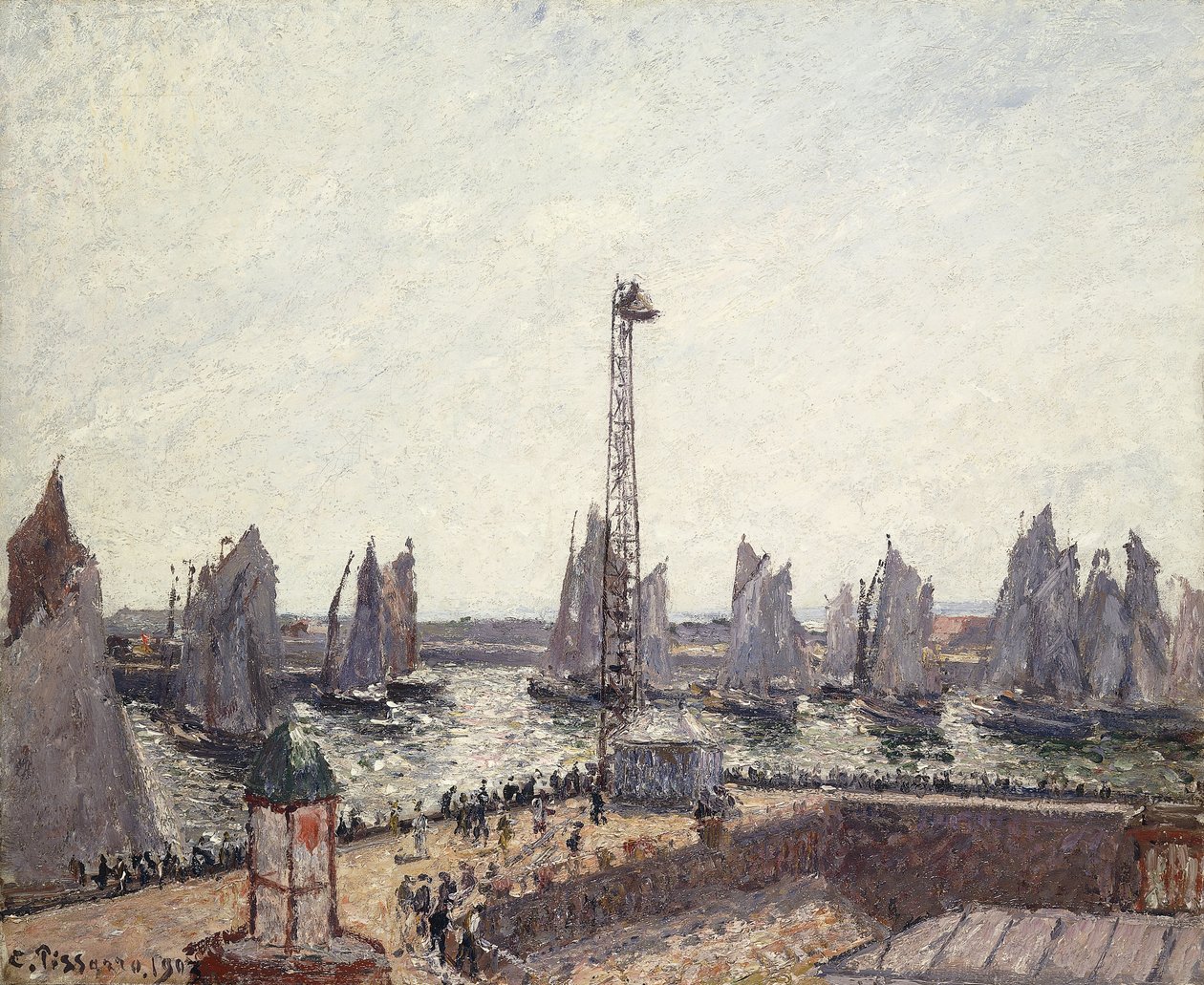 Külső kikötő és daruk, Le Havre; Külső kikötő és Anse des Pilotes, Le Havre, 1903 alkotó: Camille Jacob Pissarro