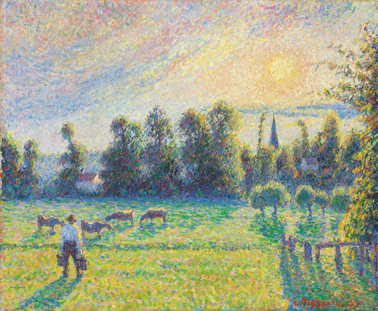 Legelő, Naplemente, Eragny; Legelő, naplemente, Eragny, 1890 alkotó: Camille Jacob Pissarro