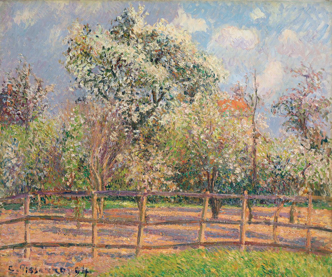 Virágzó körtefák, Eragny; Virágzó körtefák, Eragny, 1894 alkotó: Camille Jacob Pissarro