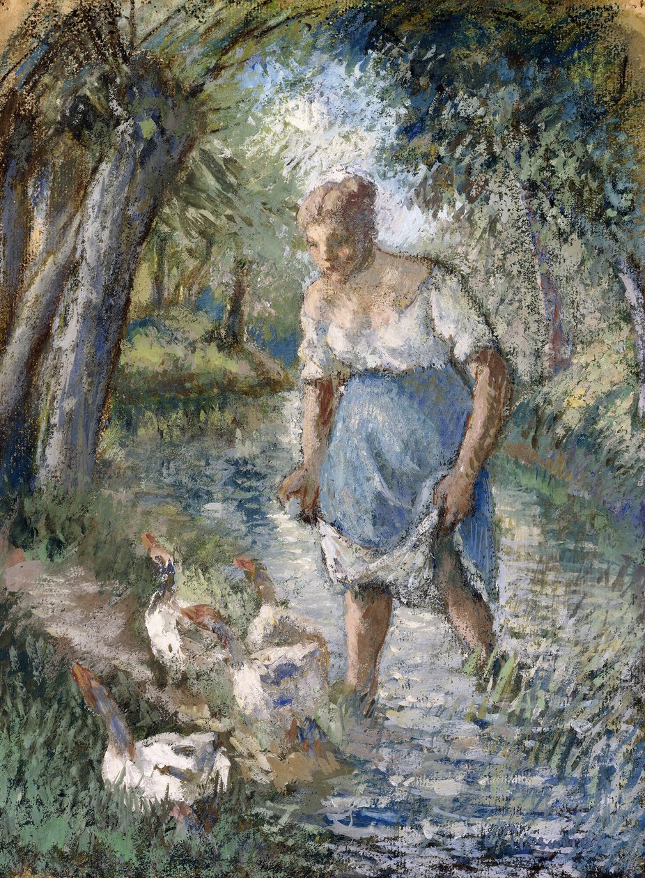 Paraszt átkelés a patakon, 1894 körül alkotó: Camille Jacob Pissarro
