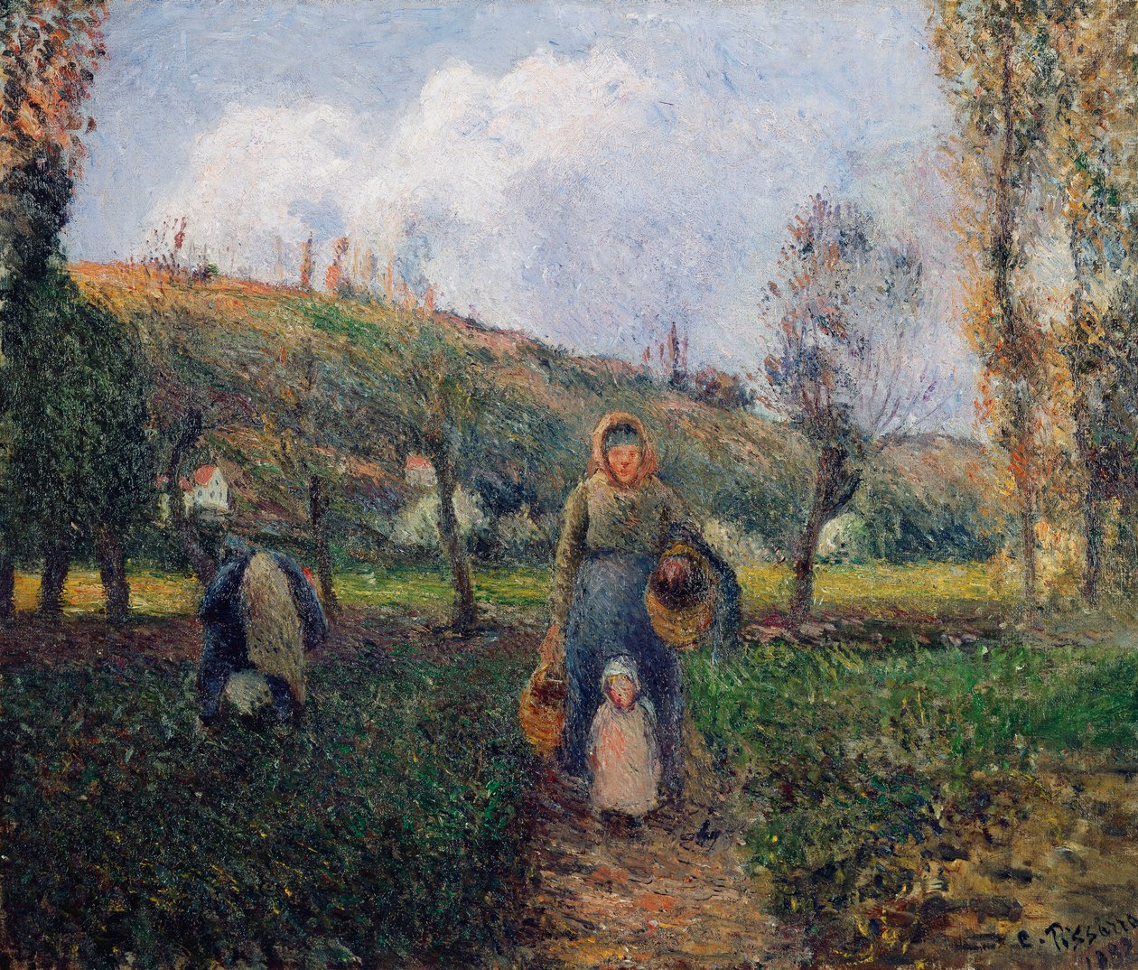 Paraszt és gyermek visszatér a mezőről, Pontoise; Parasztasszony és gyermek visszatér a mezőről, Pontoise, 1882 alkotó: Camille Jacob Pissarro