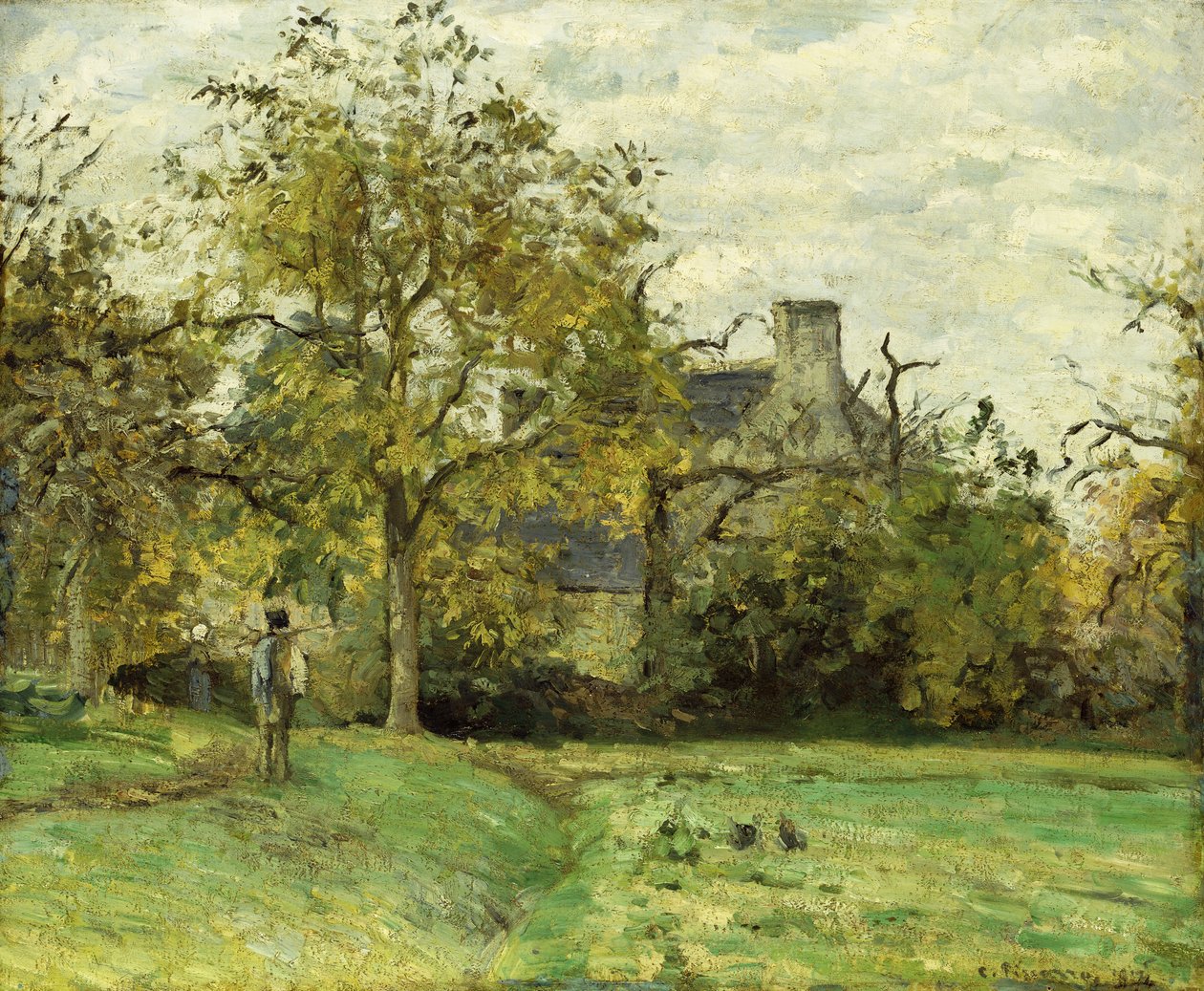Piette háza Montfoucault-ban; La Maison de Piette a Montfoucault, 1874 alkotó: Camille Jacob Pissarro