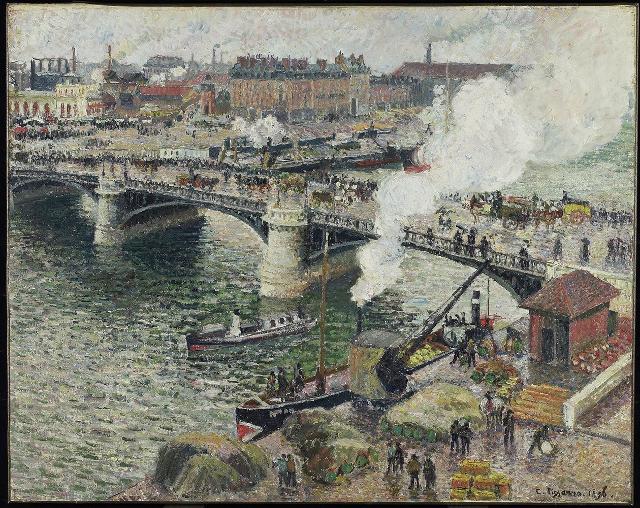 Pont Boieldieu Rouenben, nyirkos idő, 1896 alkotó: Camille Jacob Pissarro
