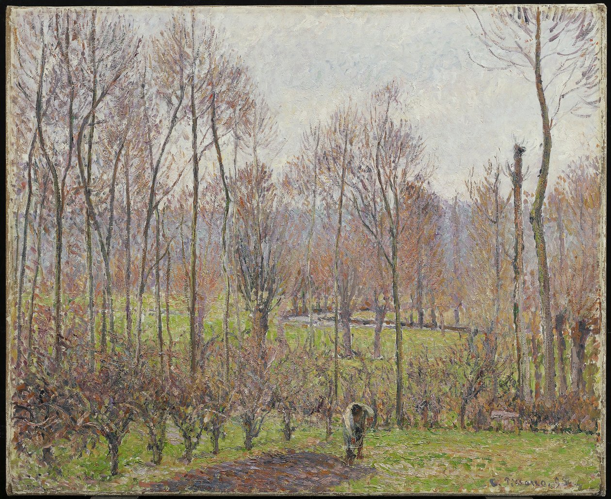 Nyárfák, szürke időjárás, Eragny, 1895 alkotó: Camille Jacob Pissarro