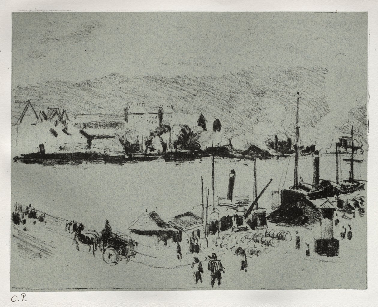 Quai Boieldieu Rouenben, kb. 1896. alkotó: Camille Jacob Pissarro