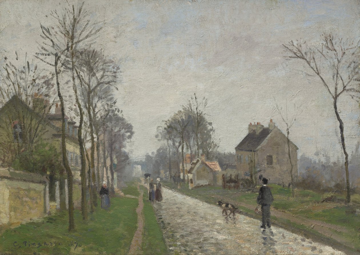 Út Versailles-ba, Louveciennes, Esőhatás, 1870 alkotó: Camille Jacob Pissarro