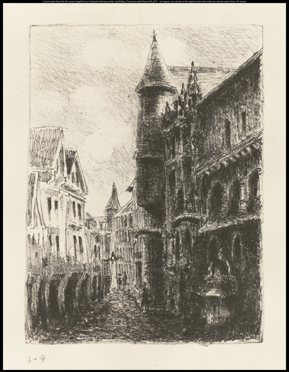 Rue Saint-Romain, Rouen, 1. tábla, 1896 alkotó: Camille Jacob Pissarro