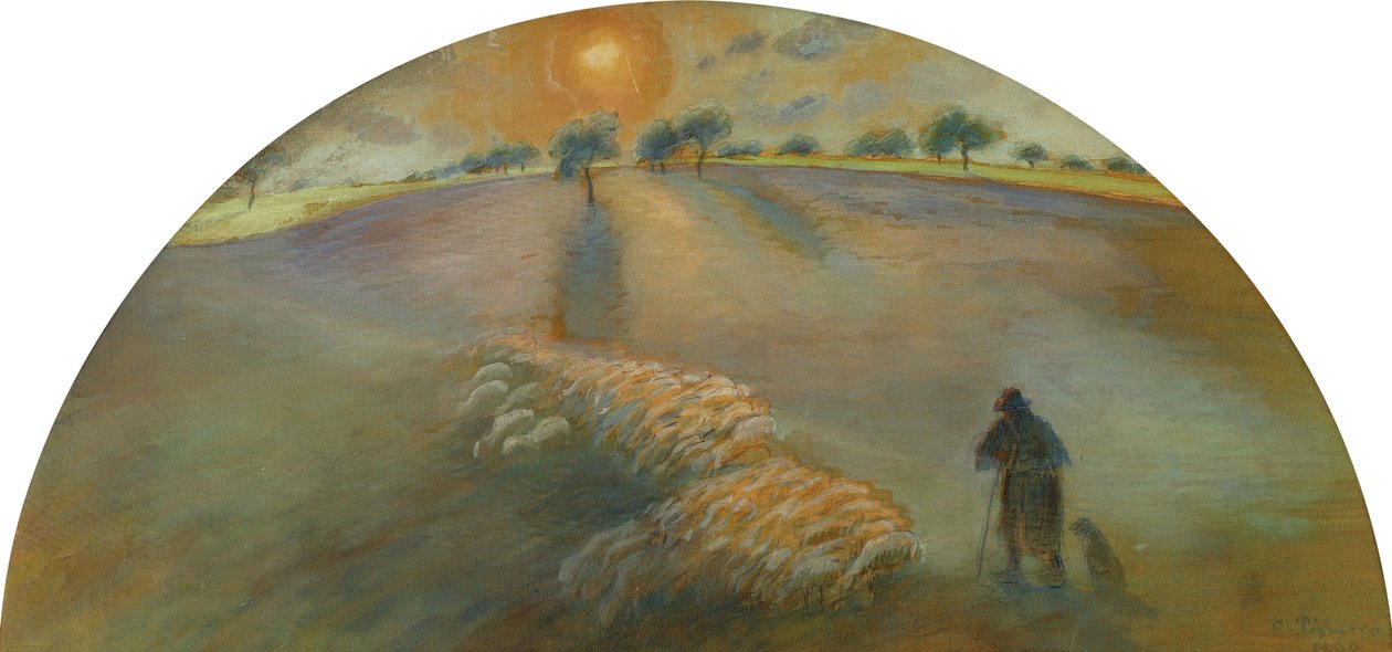 Pásztor és juh; Berger és Moutons, 1890 alkotó: Camille Jacob Pissarro