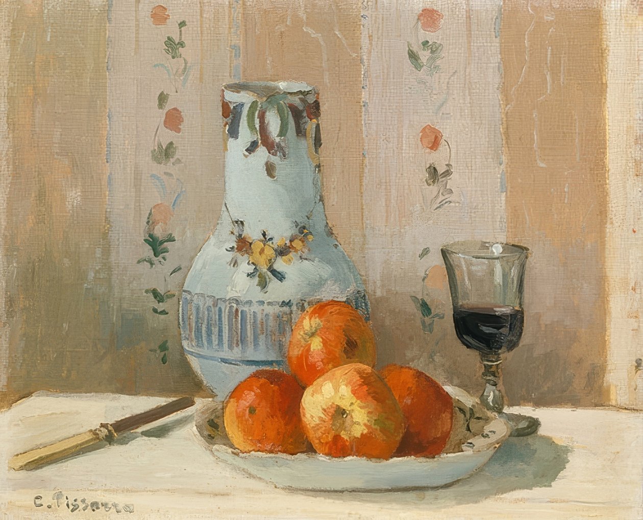 Csendélet almával és kancsóval. 1872 alkotó: Camille Jacob Pissarro
