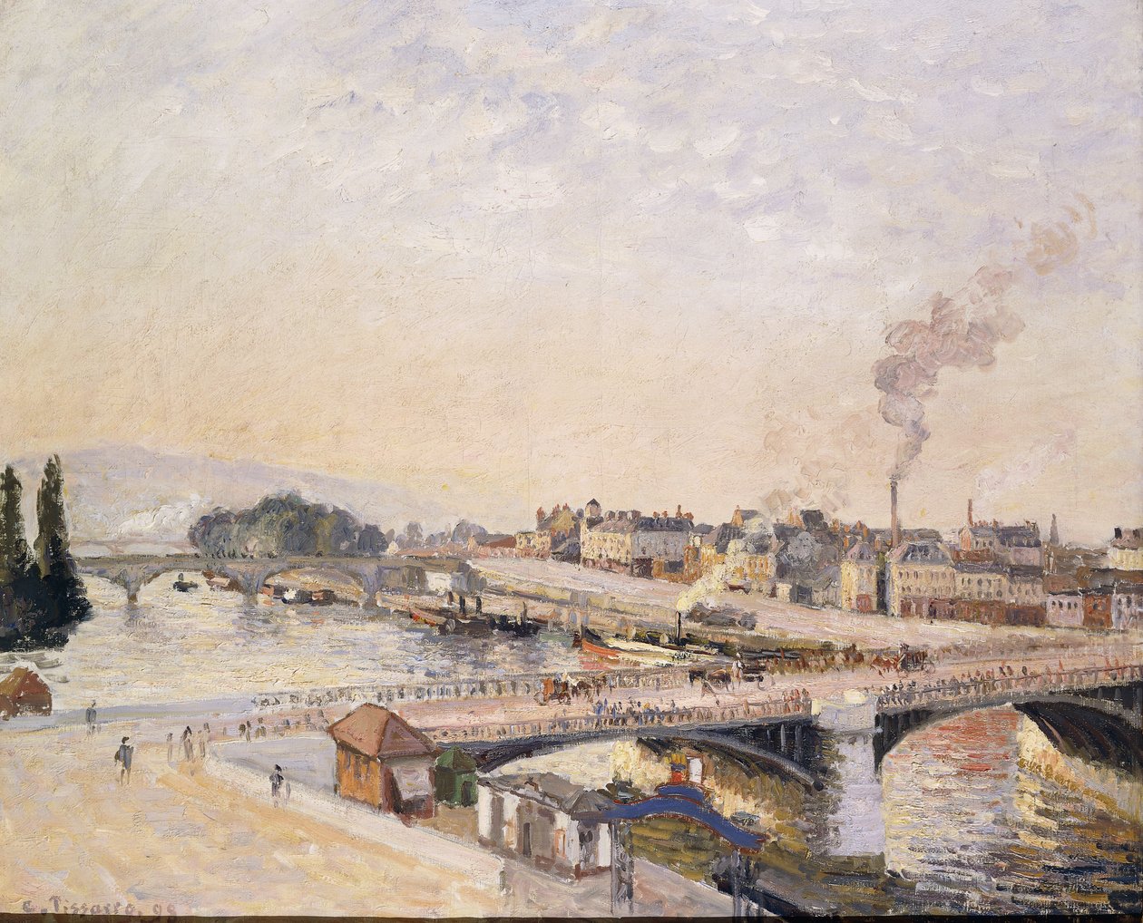 Napkelte Rouen felett; Napkelte Rouenben, 1898 alkotó: Camille Jacob Pissarro