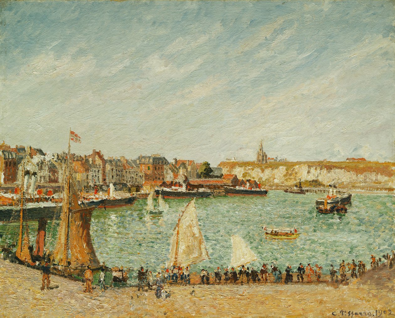 A délutáni nap, Dieppe külső kikötője; Délután, nap, Dieppe külső kikötője, 1902 alkotó: Camille Jacob Pissarro