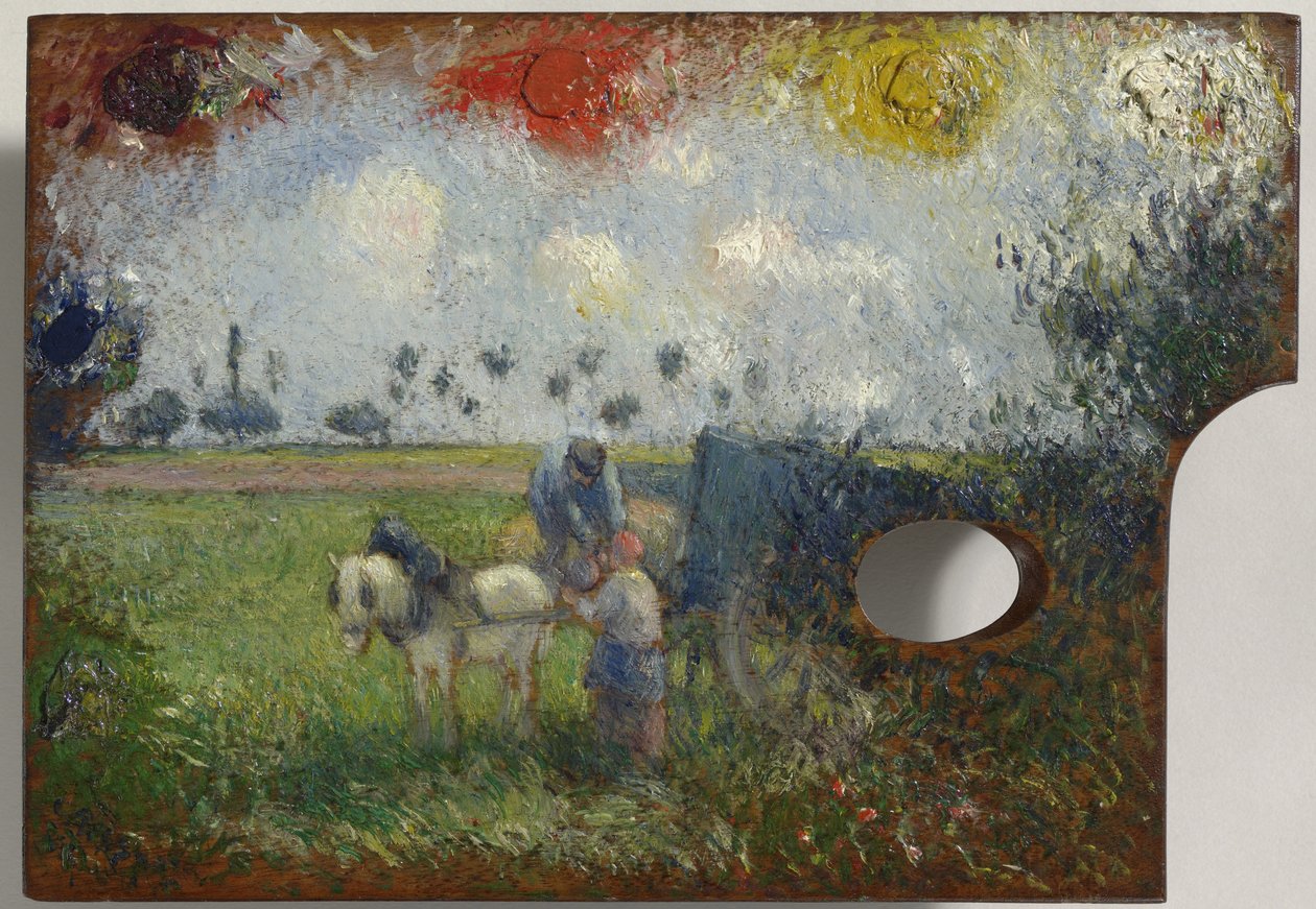 A művész palettája tájjal, 1878-80 körül alkotó: Camille Jacob Pissarro