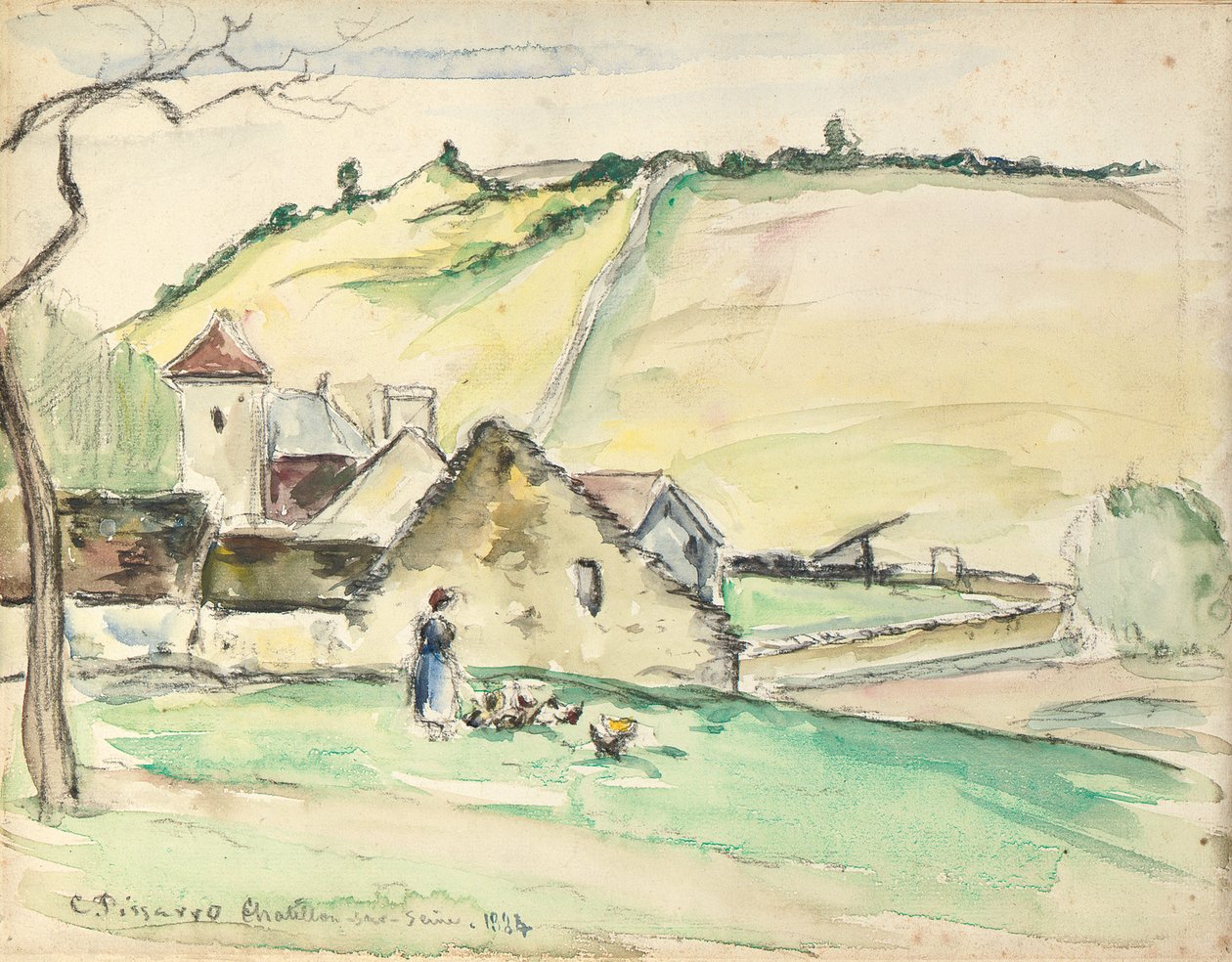 A Chatillon-Sur-Seine-i farm, 1882 alkotó: Camille Jacob Pissarro