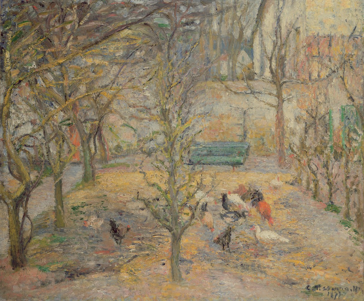 A tanyaudvar, 1877 alkotó: Camille Jacob Pissarro