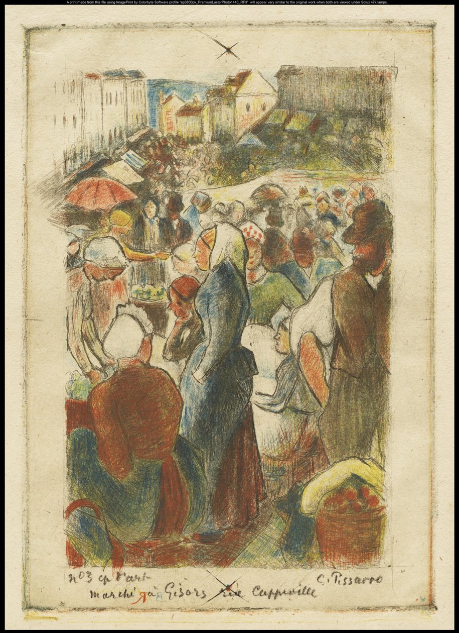 A Gisors Market, Rue Cappeville, 1894 körül alkotó: Camille Jacob Pissarro