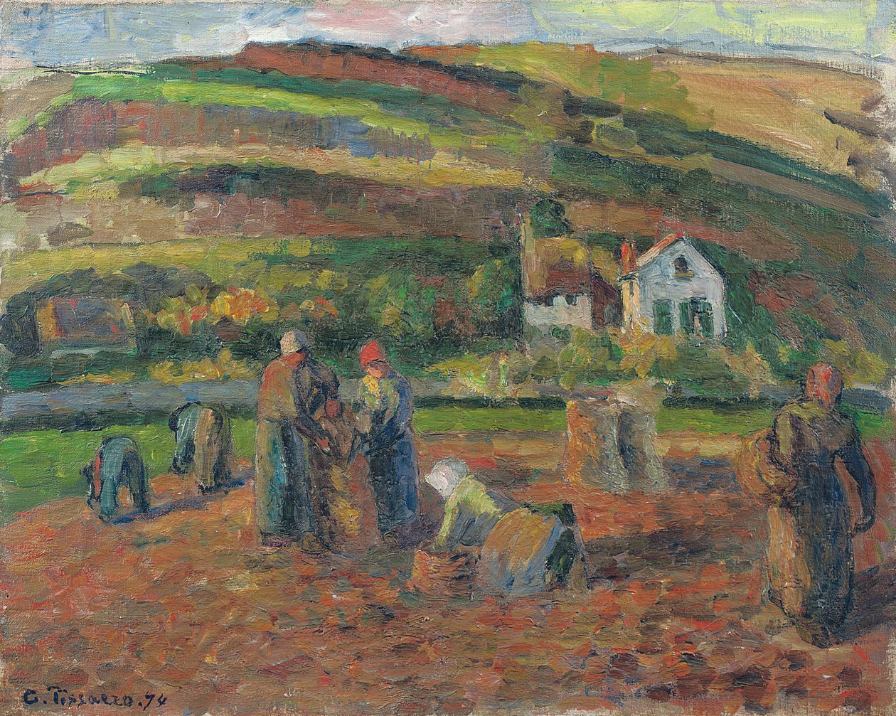 A burgonya betakarítása, Pontoise, 1874 alkotó: Camille Jacob Pissarro