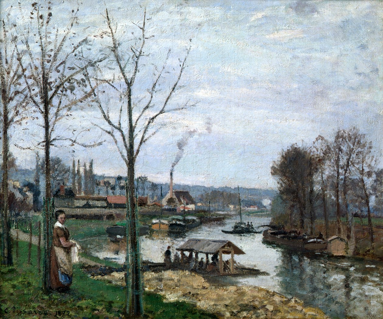 The Laundrette, Port Marly, 1872. alkotó: Camille Jacob Pissarro