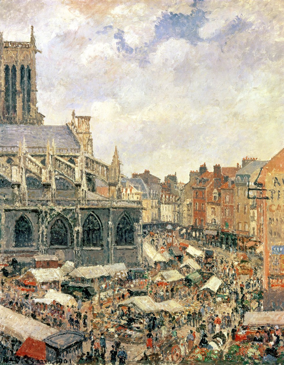 A Saint-Jacques-templomot körülvevő piac, Dieppe, 1901 alkotó: Camille Jacob Pissarro