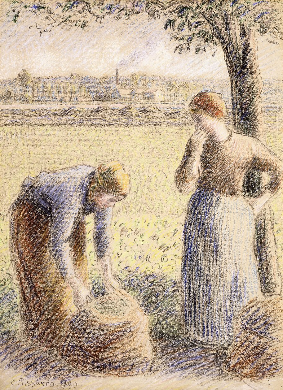 The Pickers; Szedés, 1890 alkotó: Camille Jacob Pissarro