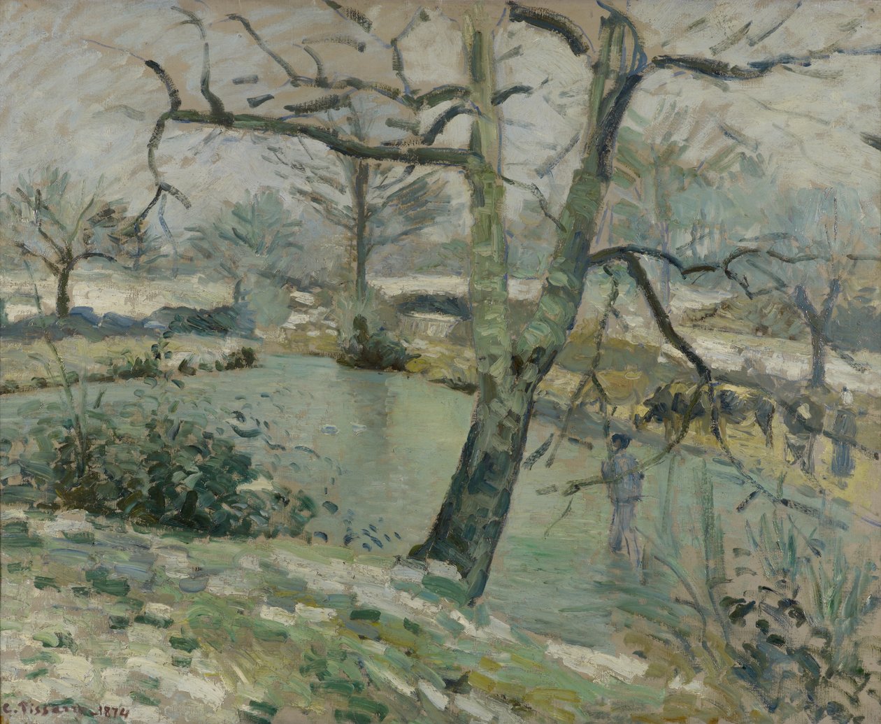 A montfoucault-i tavacska, A tél hatása, 1874 alkotó: Camille Jacob Pissarro