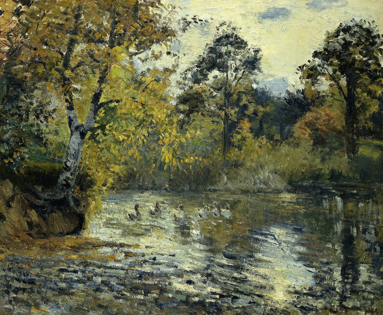 A tó Montfoucault-ban; A Montfoucault-tó, 1874 alkotó: Camille Jacob Pissarro