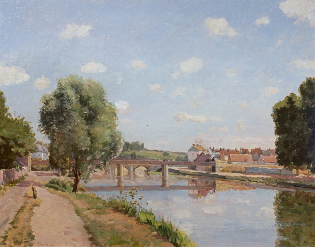 A vasúti híd, Pontoise, 1873 alkotó: Camille Jacob Pissarro