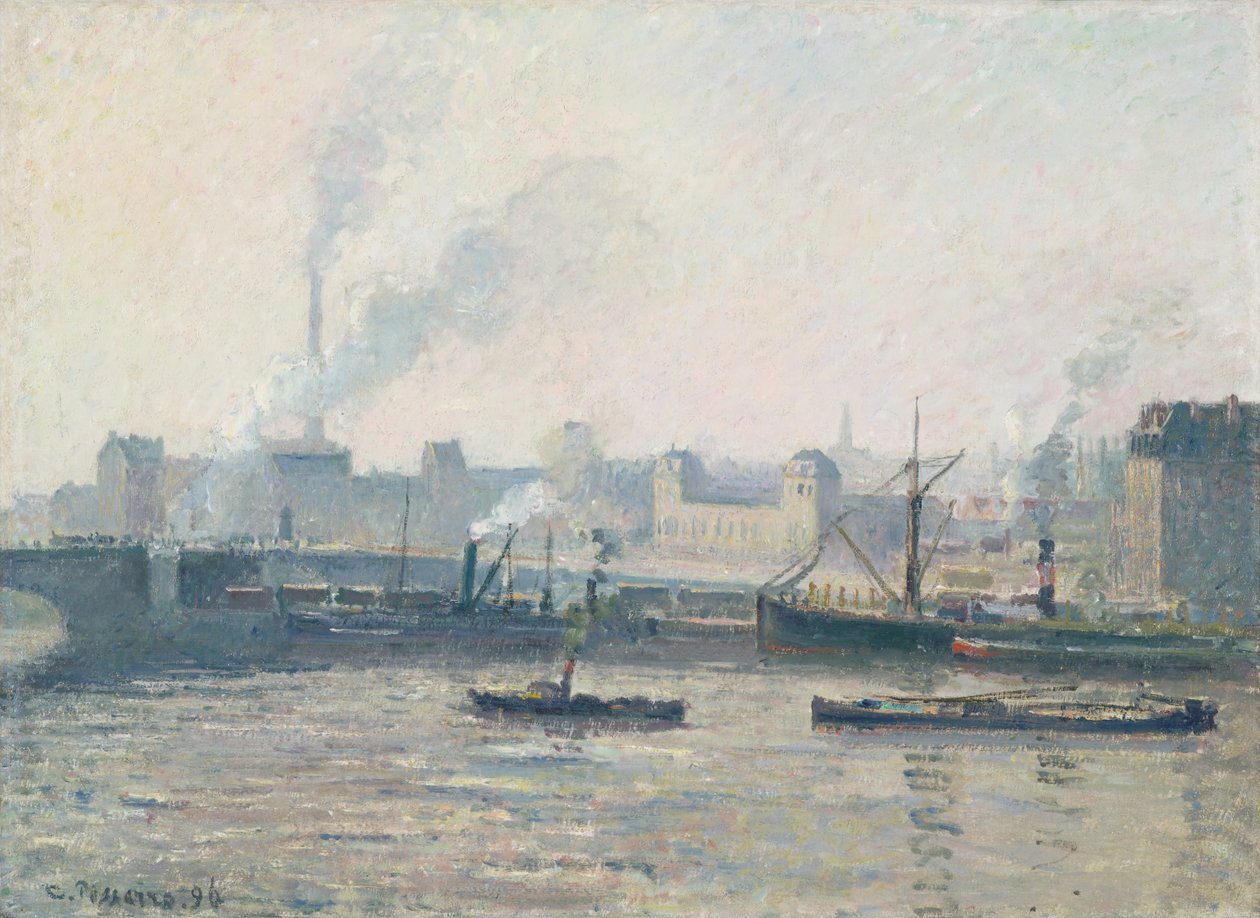 A Saint-Sever híd, Rouen: Köd, 1896 alkotó: Camille Jacob Pissarro