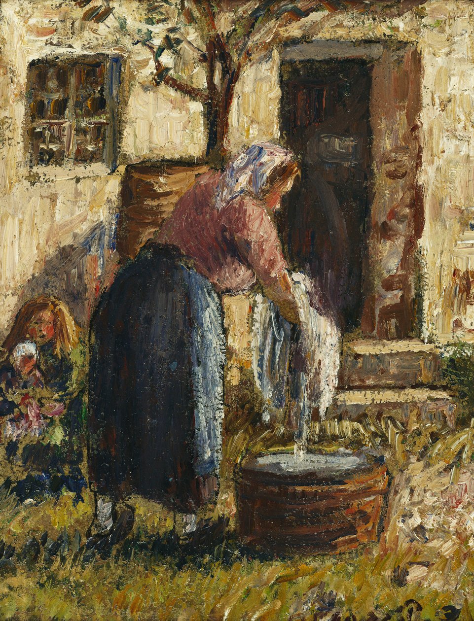 A mosónő; A mosó, 1898 körül alkotó: Camille Jacob Pissarro