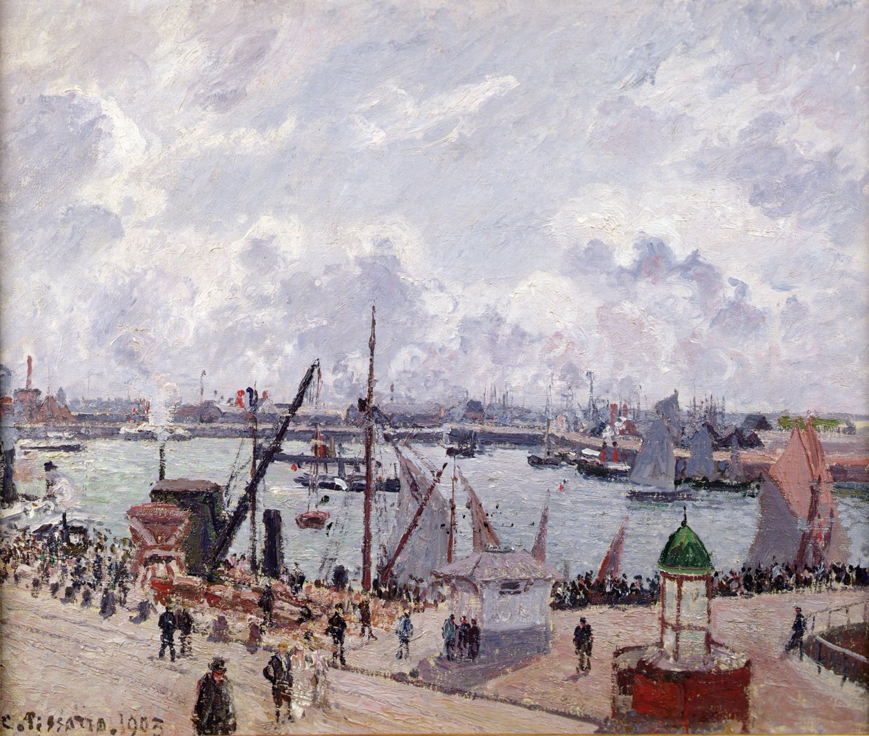 Le Havre külső kikötője, Quai de Southampton, a Honfleur hajó elhagyja a kikötőt, 1903 alkotó: Camille Jacob Pissarro