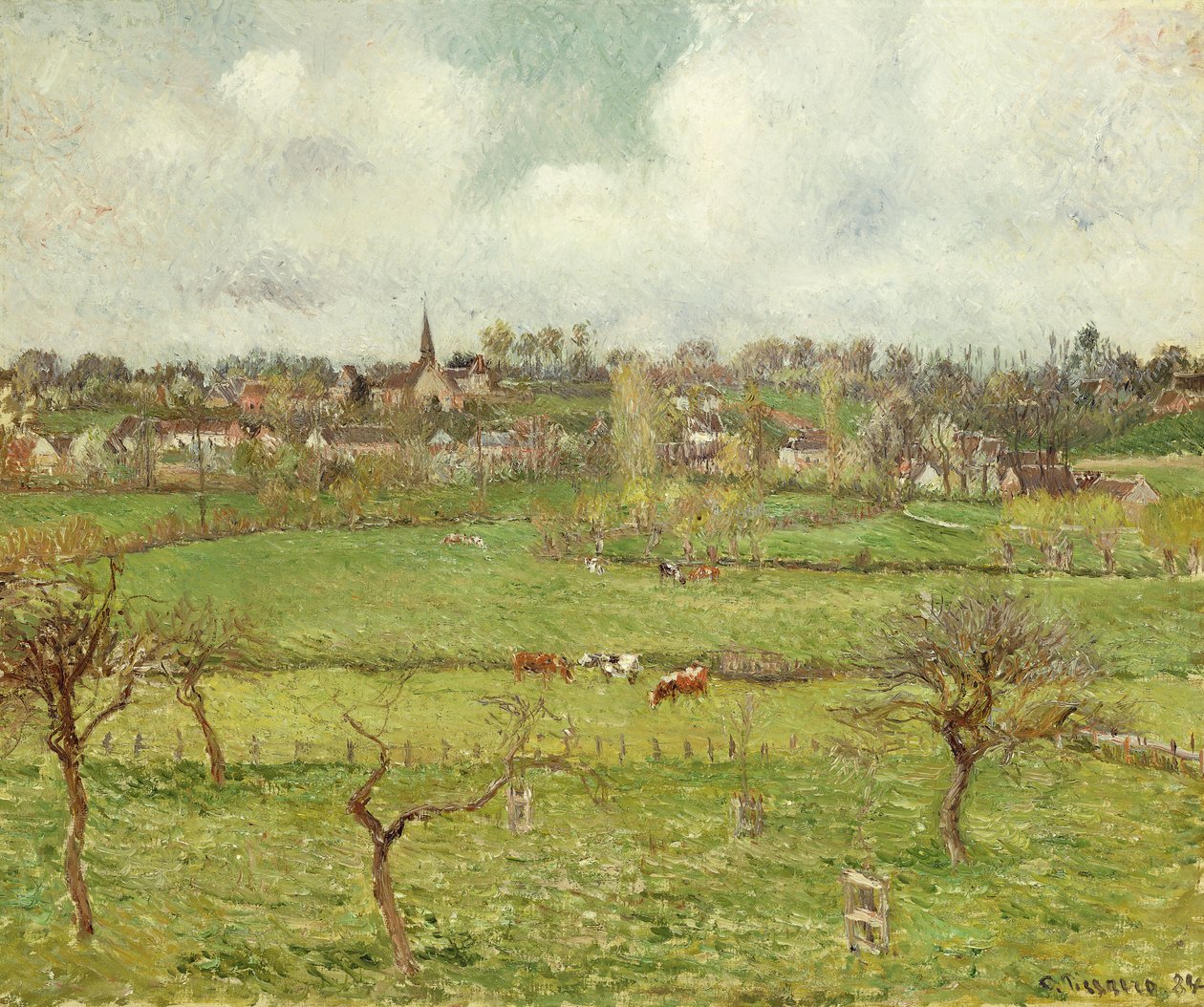 Kilátás a Bazincourt-ra; Vue de Bazincourt, 1884 alkotó: Camille Jacob Pissarro