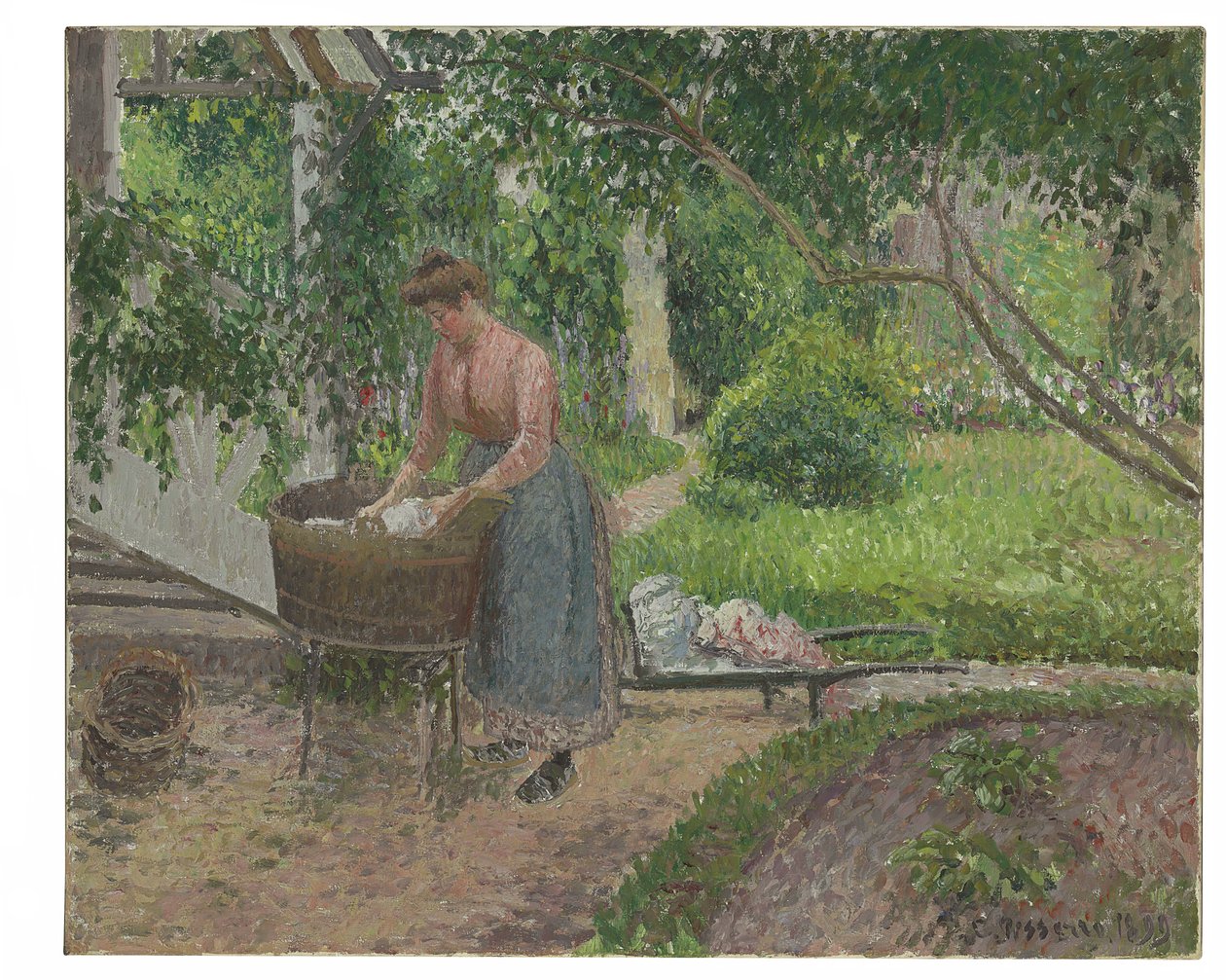 Mosónő az Eragny kertjében, 1899 alkotó: Camille Jacob Pissarro