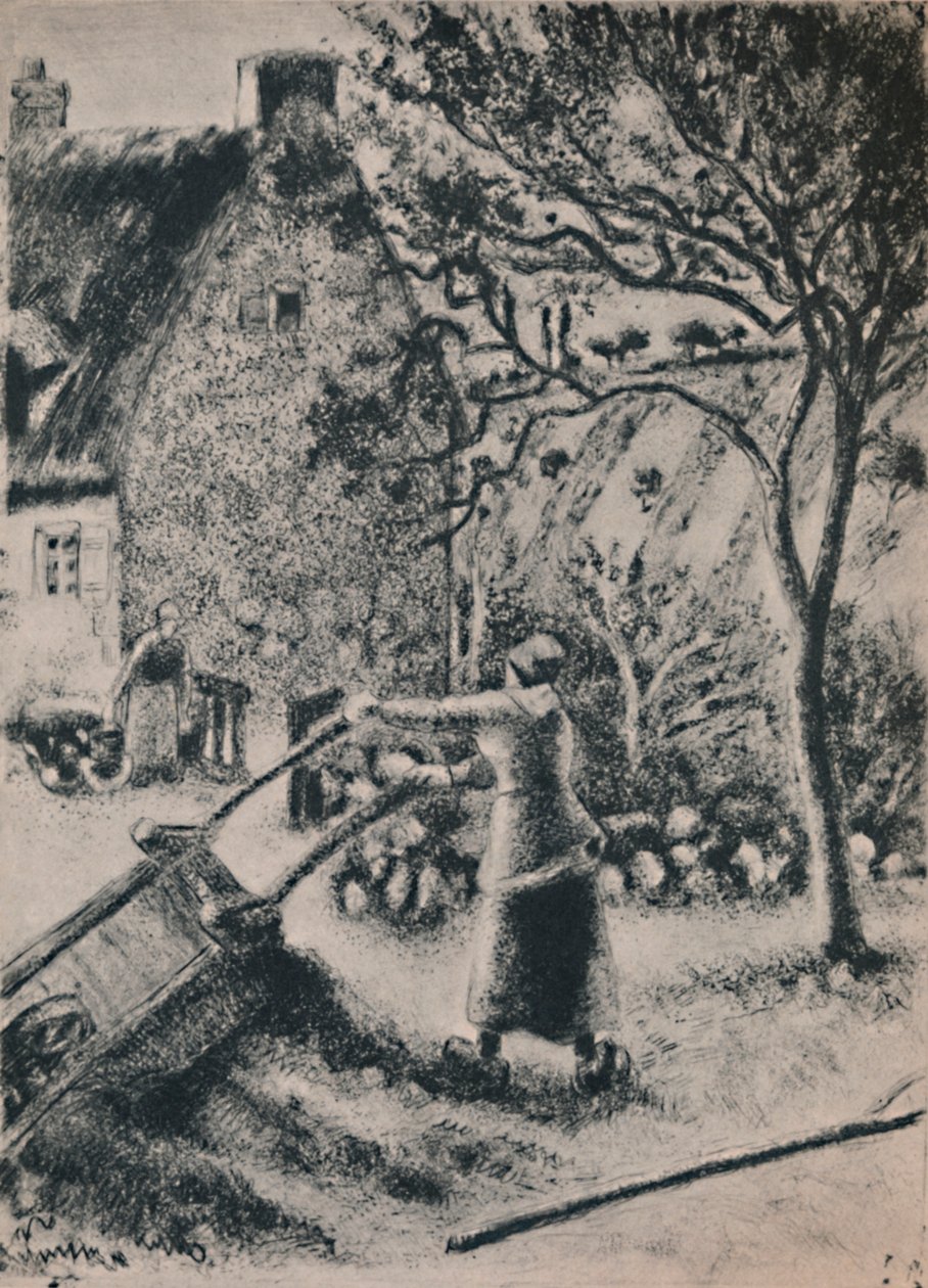 Talicskát ürítő nő, 1880 körül, 1946 alkotó: Camille Jacob Pissarro