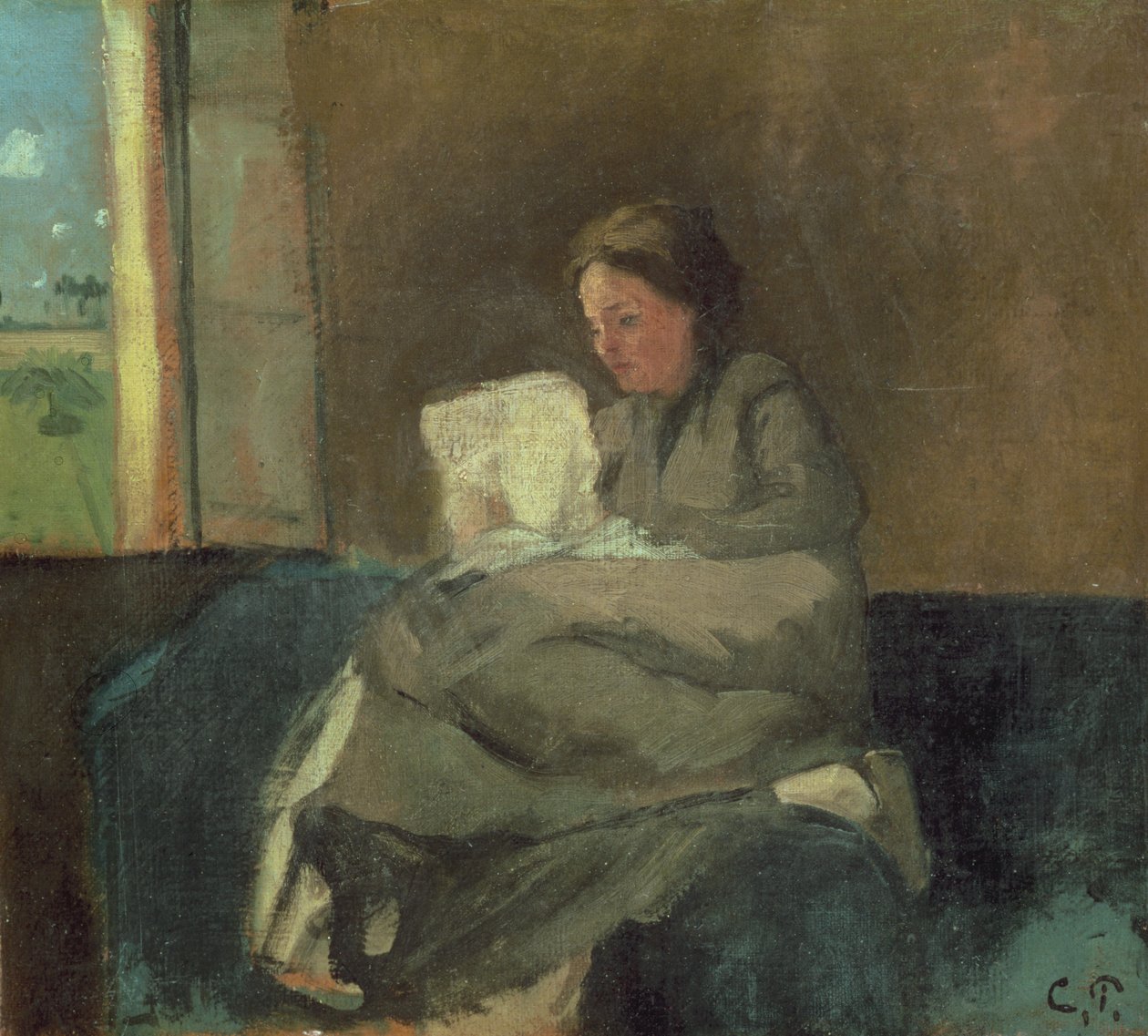 Olvasó nő alkotó: Camille Jacob Pissarro