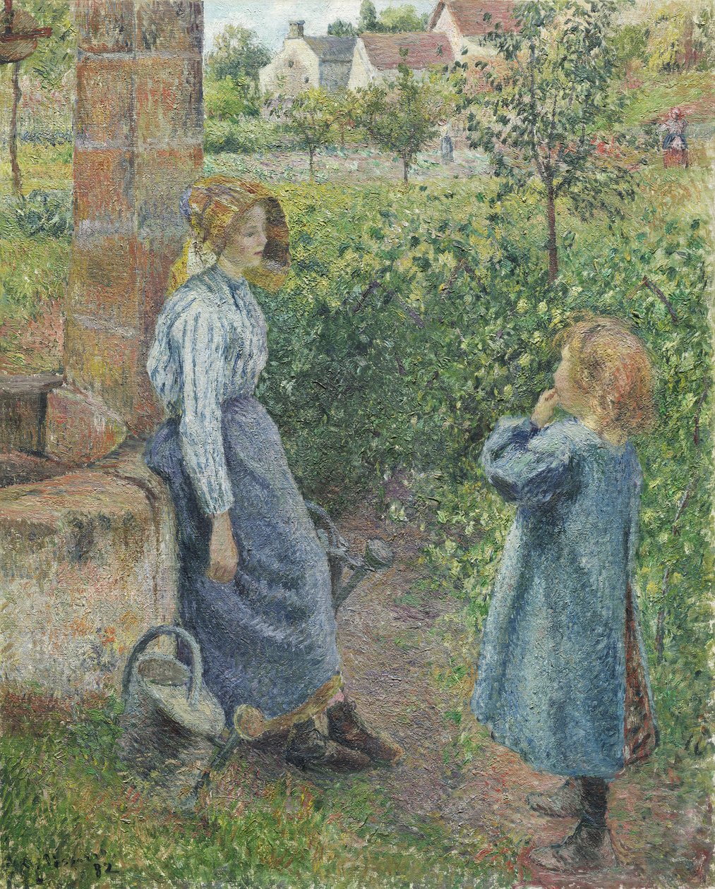 Nő és gyermek a kútnál, 1882 alkotó: Camille Jacob Pissarro