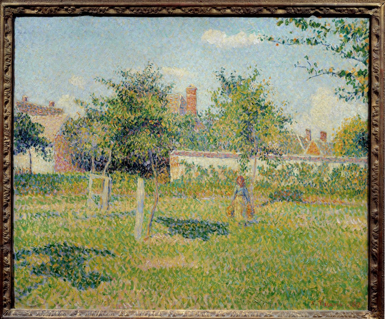 Nő ruhában vagy „tavaszi nap az Eragny előtt”” Camille Pissarro (1830-1903) festménye 1887 V. 0,54x0,65 m Párizs, musee d